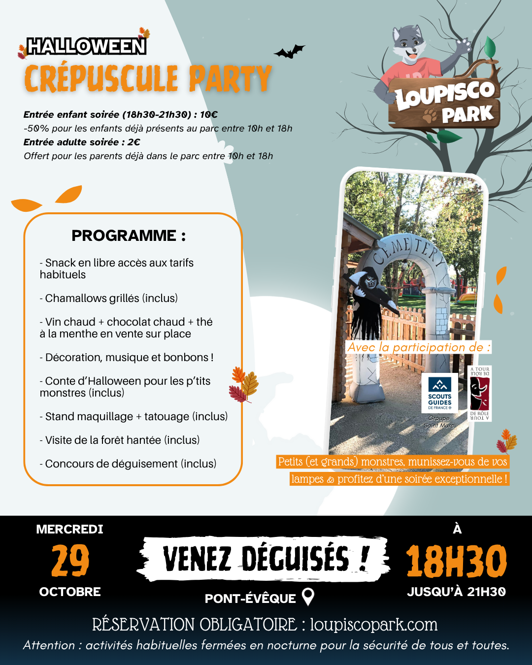 Programme Halloween Crépuscule Party - Loupisco Park